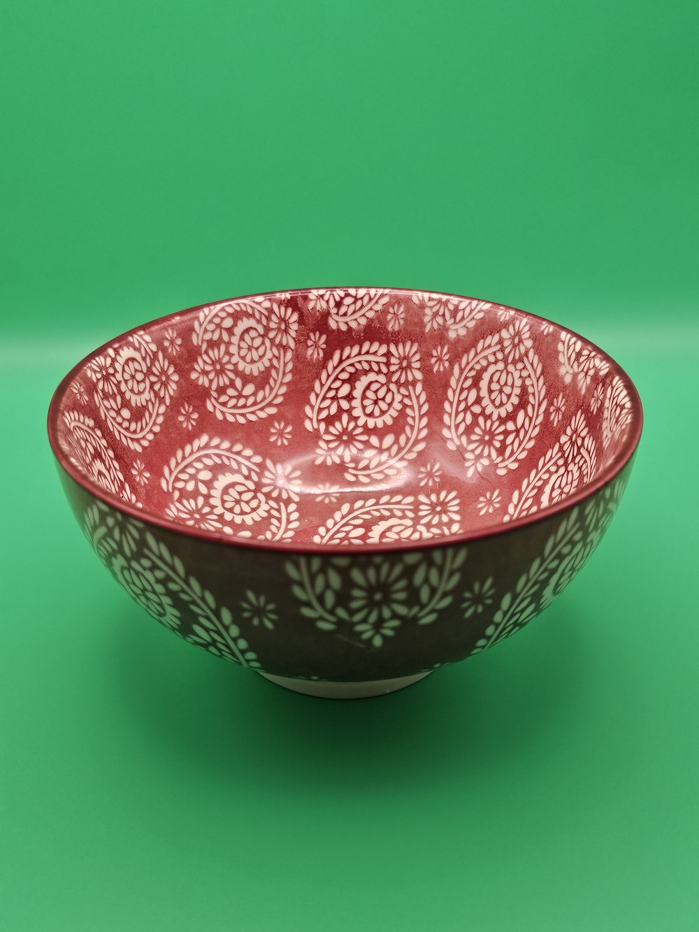 Red Paisley Ceramic Bowl -Kate & Carly.  Home Art